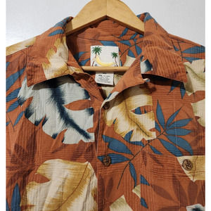Banana Cabana Mens XXL Floral 100%‎ Silk Short Sleeve Hawaiian Beach Camp Shirt